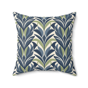 Botanical Plants Green Square Pillow, Decorative Throw Pillow