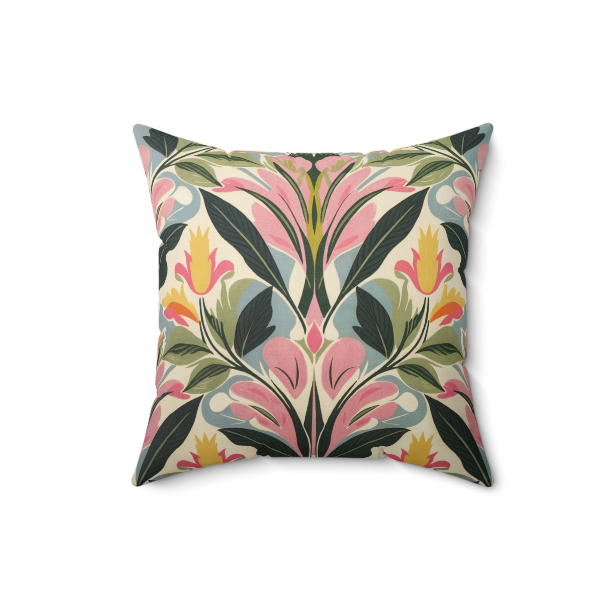 Sage Green Botanical Square Pillow, Living Room Decorative Throw Pillow