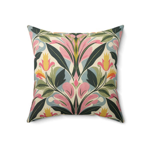 Sage Green Botanical Square Pillow, Living Room Decorative Throw Pillow