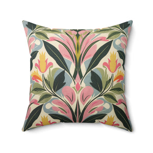 Sage Green Botanical Square Pillow, Living Room Decorative Throw Pillow