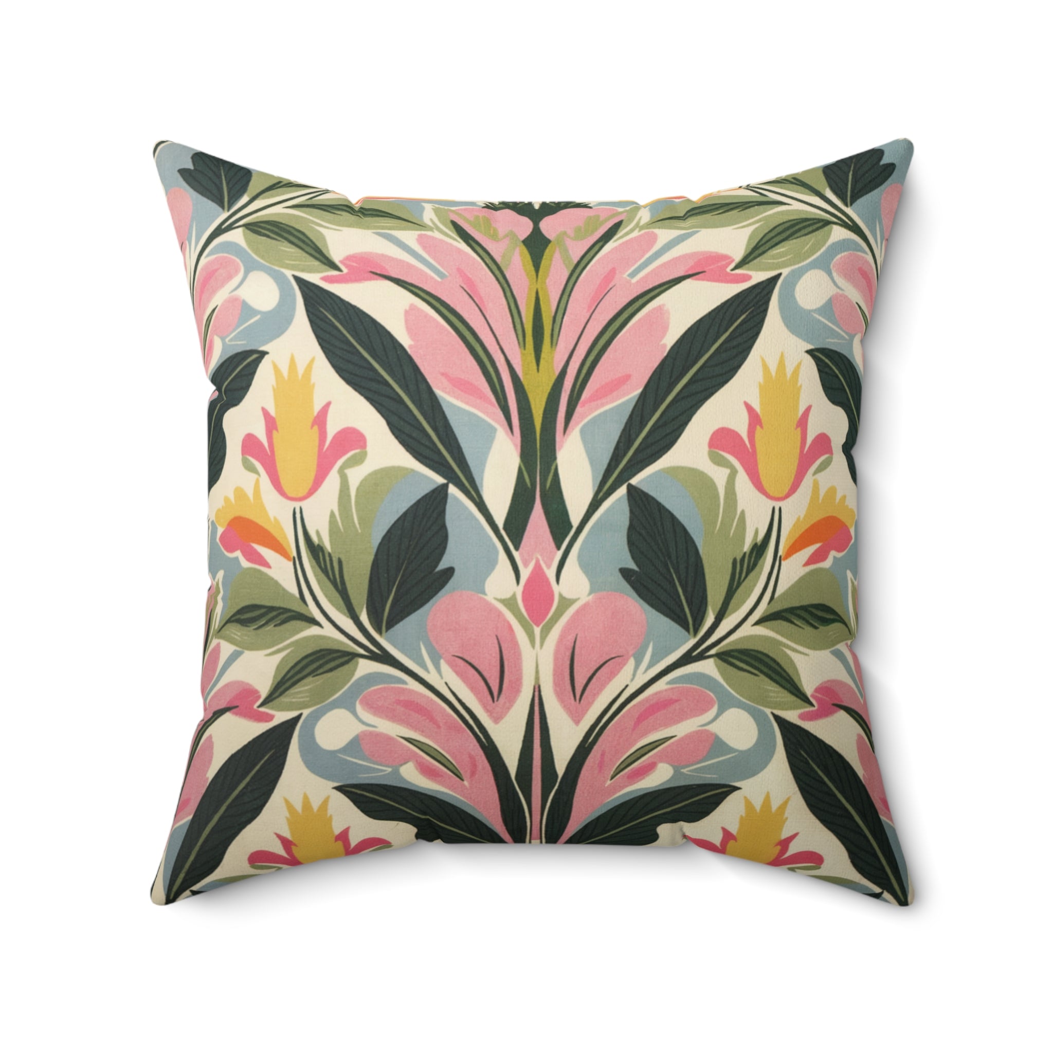 Sage Green Botanical Square Pillow, Living Room Decorative Throw Pillow