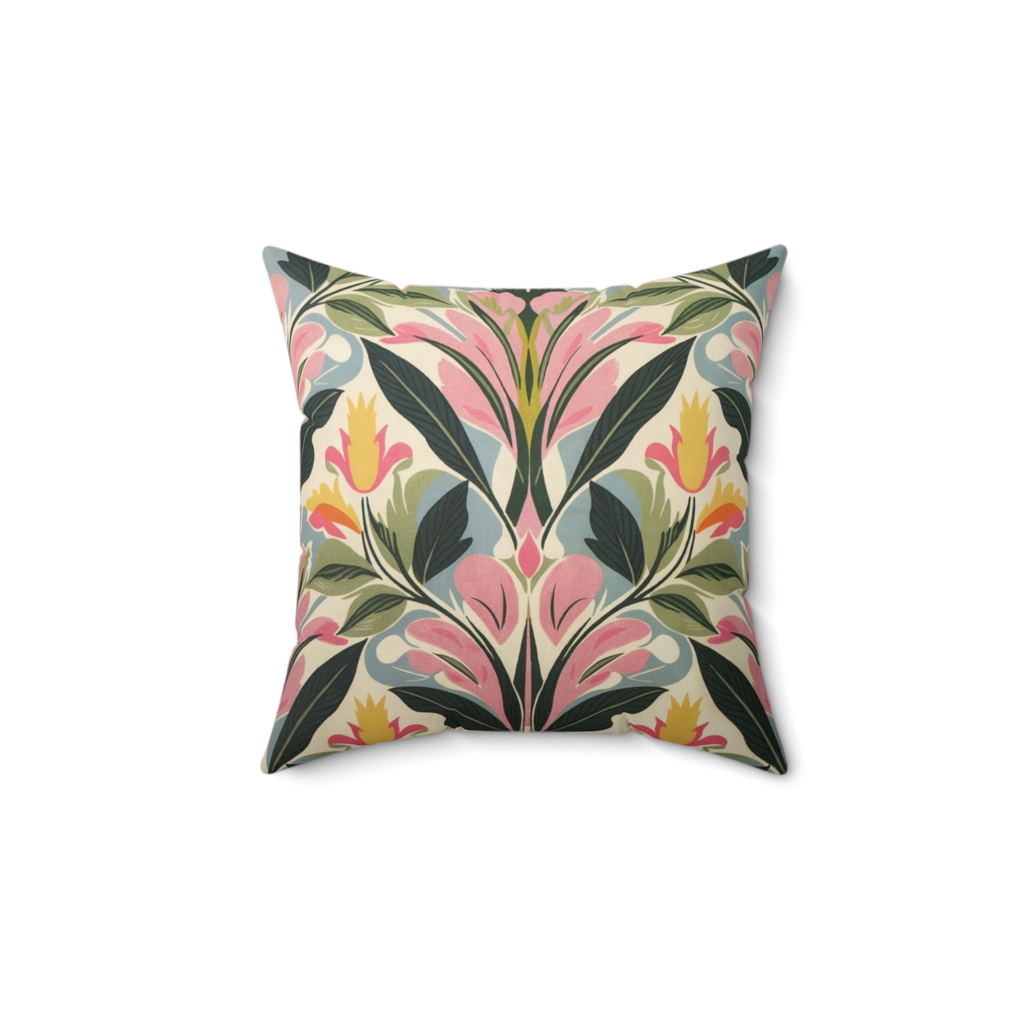 Sage Green Botanical Square Pillow, Living Room Decorative Throw Pillow