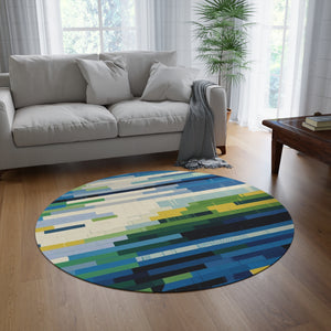 Multicolor Abstract Striped Round Rug, Modern Rugs, Living Room Carpet, Contemporary Rug