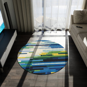 Multicolor Abstract Striped Round Rug, Modern Rugs, Living Room Carpet, Contemporary Rug