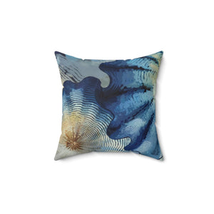 Blue Sea Shell Square Pillow, Coastal Beach House Throw Pillow Decorative Pillow - BAEI Design Atelier