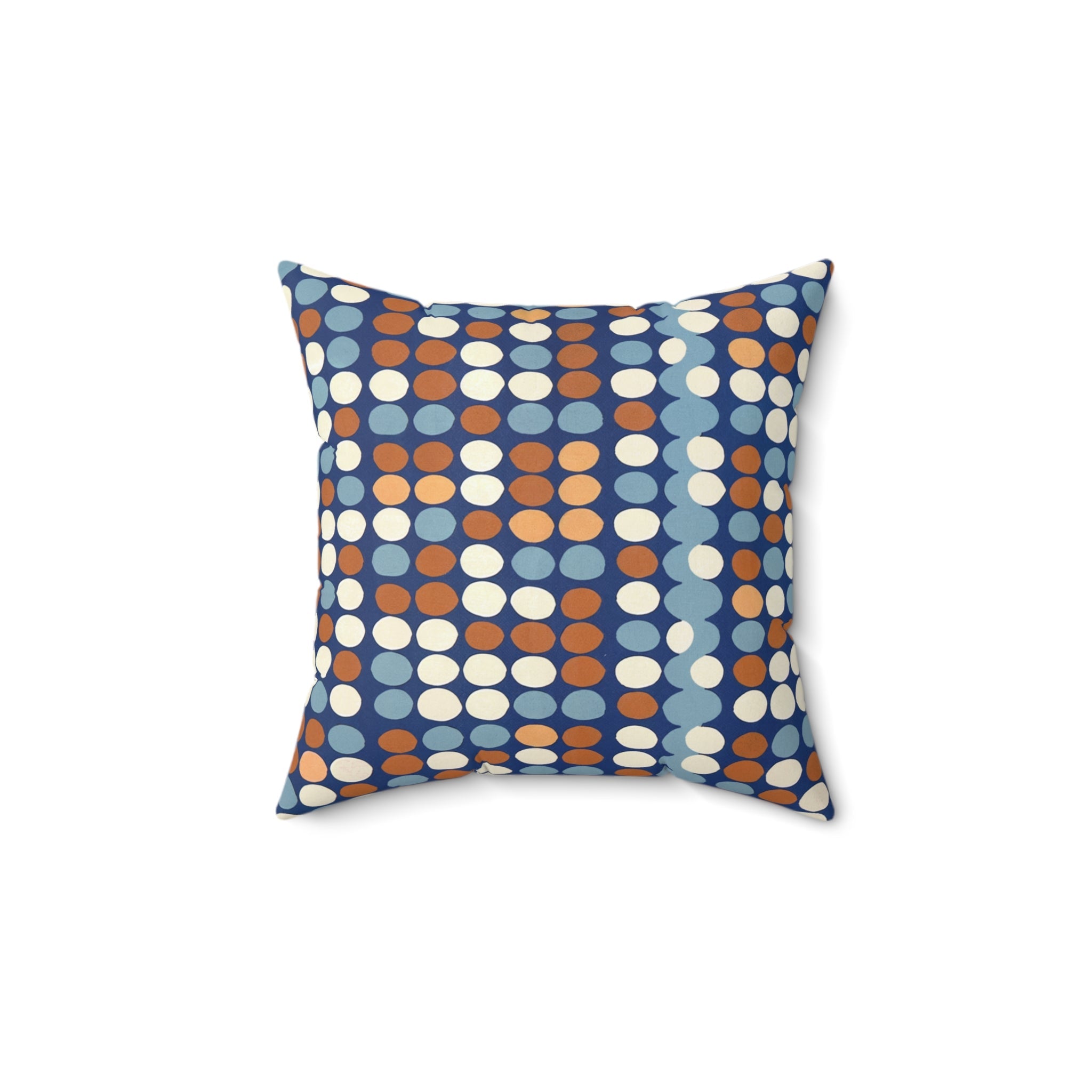 Blue Terracotta Geometric Square Pillow, Contemporary Decor Throw Pillow. - BAEI Design Atelier