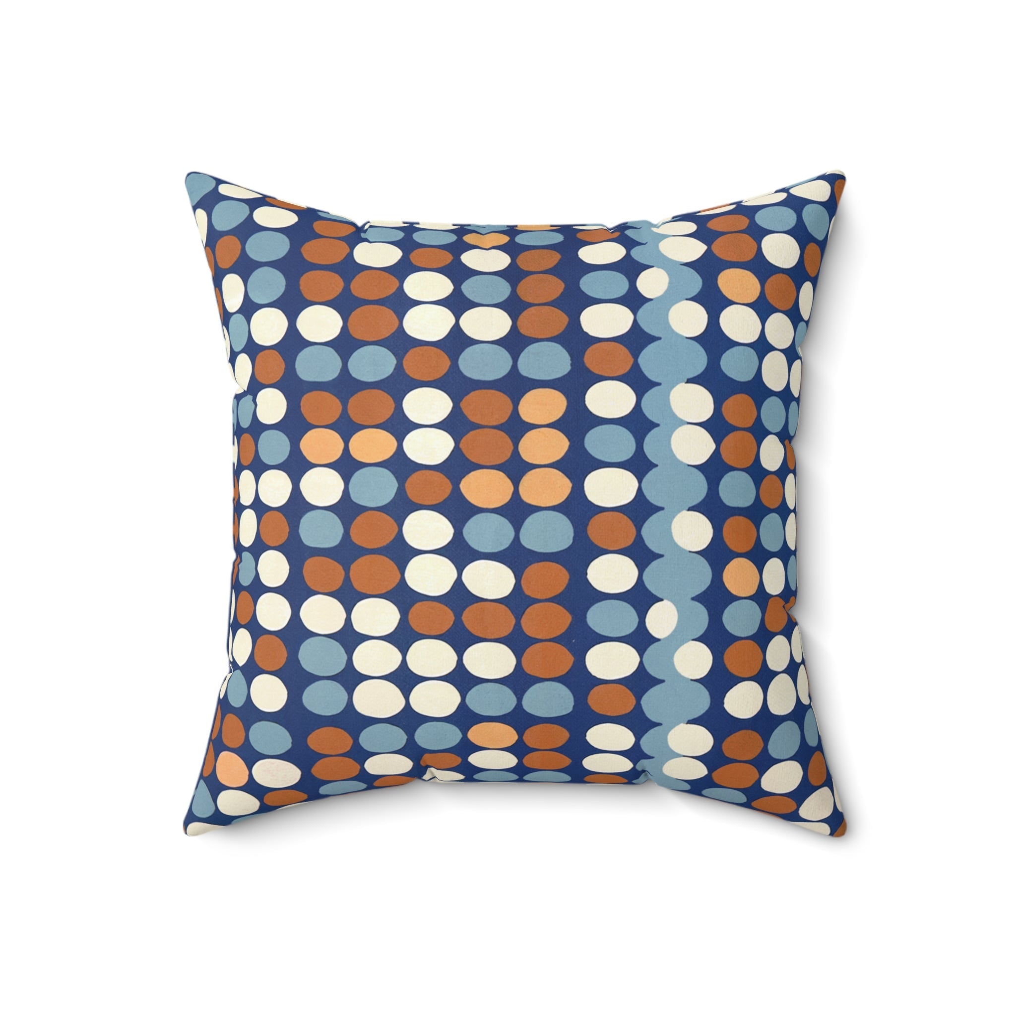 Blue Terracotta Geometric Square Pillow, Contemporary Decor Throw Pillow. - BAEI Design Atelier