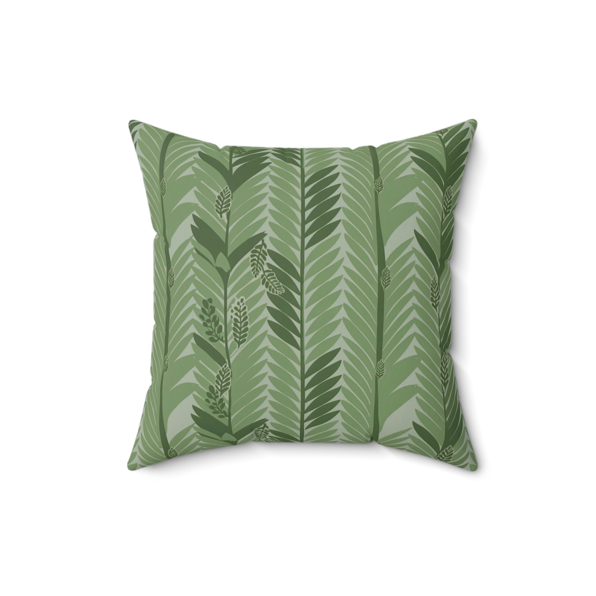 Botanical Plants Green Faux Suede Square Pillow - B Pattern - BAEI Design Atelier