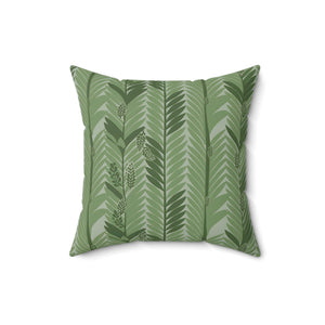 Botanical Plants Green Faux Suede Square Pillow - B Pattern - BAEI Design Atelier