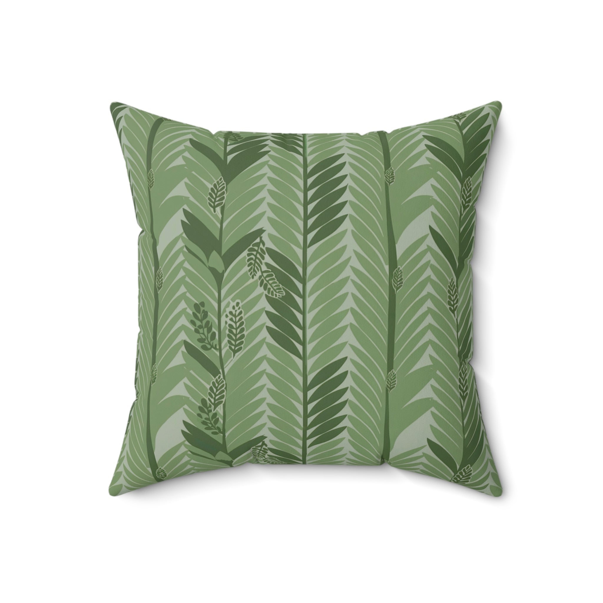 Botanical Plants Green Faux Suede Square Pillow - B Pattern - BAEI Design Atelier