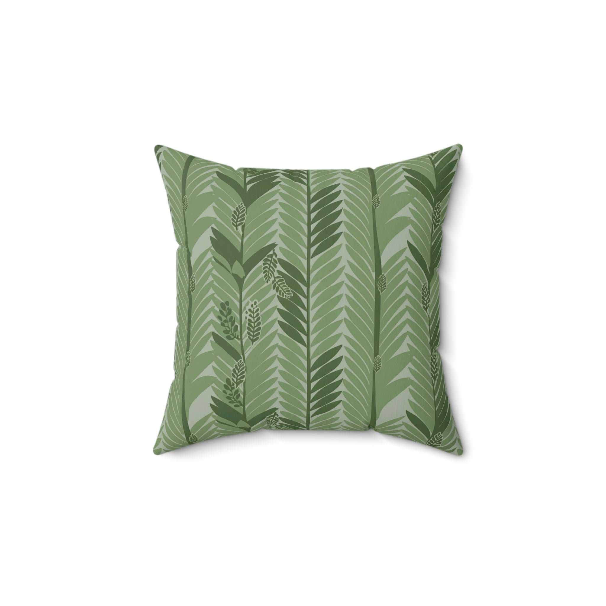 Botanical Plants Green Faux Suede Square Pillow - B Pattern - BAEI Design Atelier