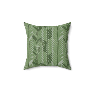 Botanical Plants Green Faux Suede Square Pillow - B Pattern - BAEI Design Atelier