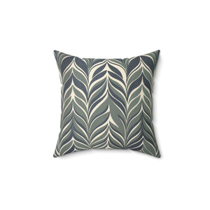 Botanical Plants Green Faux Suede Square Pillow - C Pattern - BAEI Design Atelier