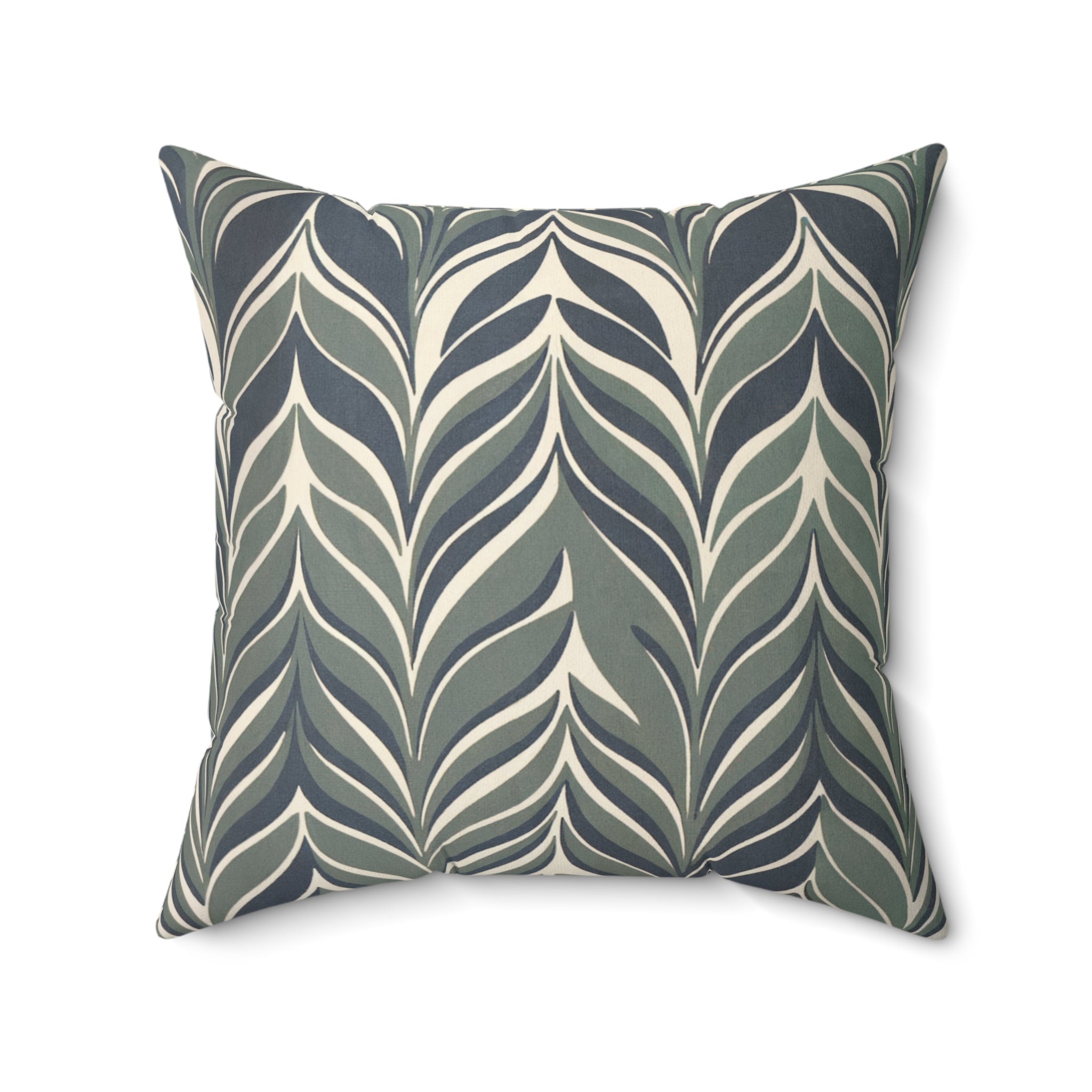 Botanical Plants Green Faux Suede Square Pillow - C Pattern - BAEI Design Atelier