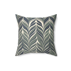 Botanical Plants Green Faux Suede Square Pillow - C Pattern - BAEI Design Atelier