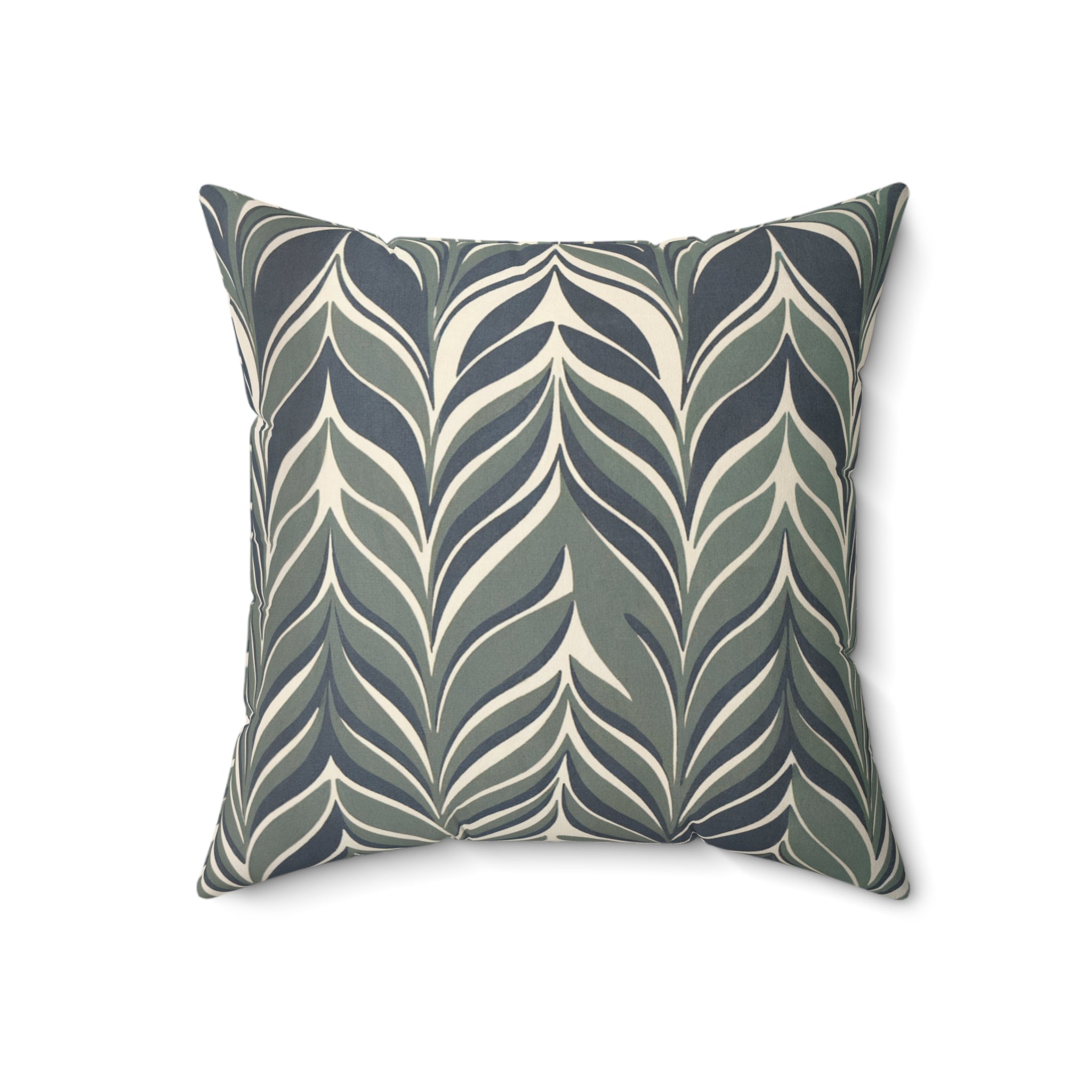 Botanical Plants Green Faux Suede Square Pillow - C Pattern - BAEI Design Atelier