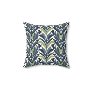 Botanical Plants Green Square Pillow, Decorative Throw Pillow - BAEI Design Atelier