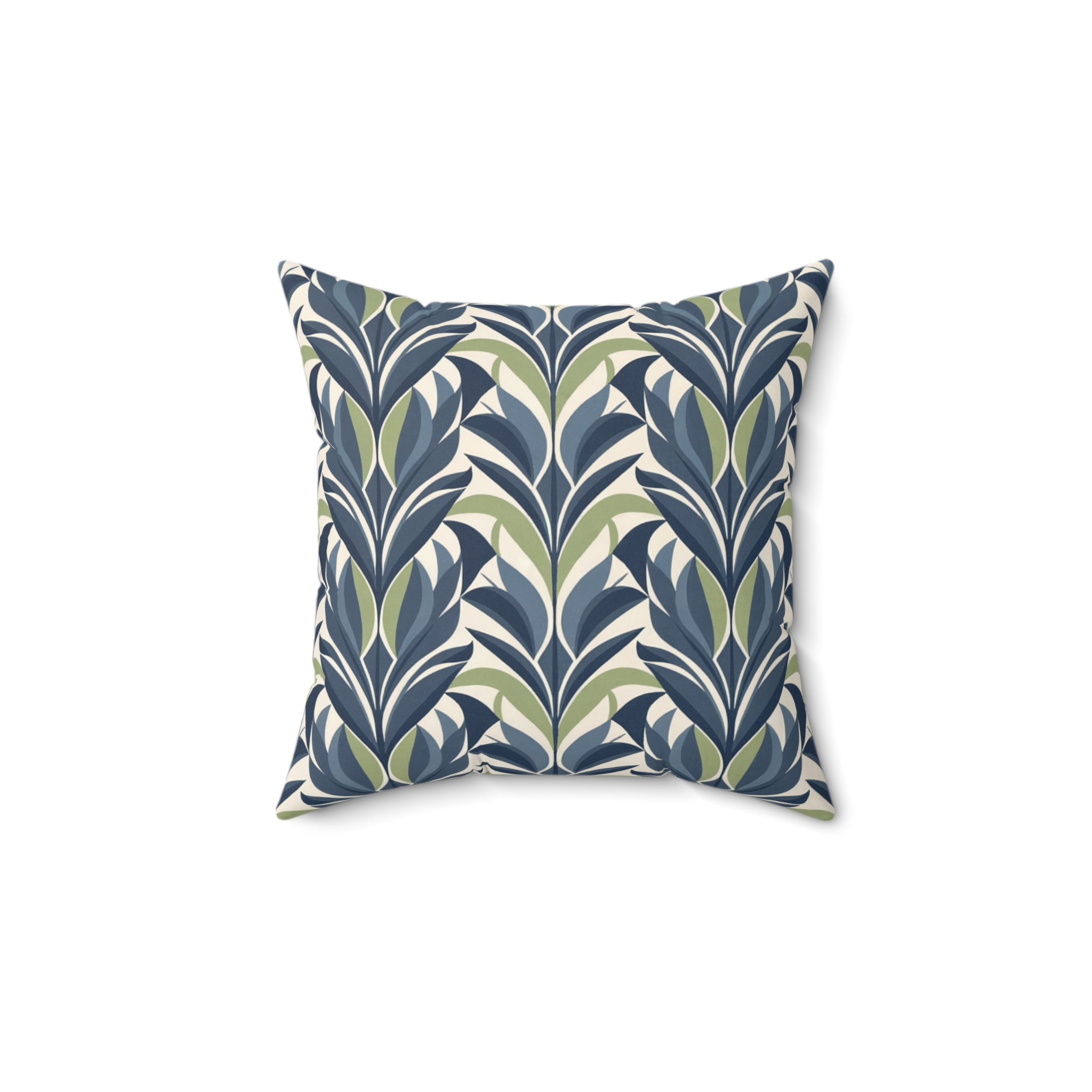 Botanical Plants Green Square Pillow, Decorative Throw Pillow - BAEI Design Atelier