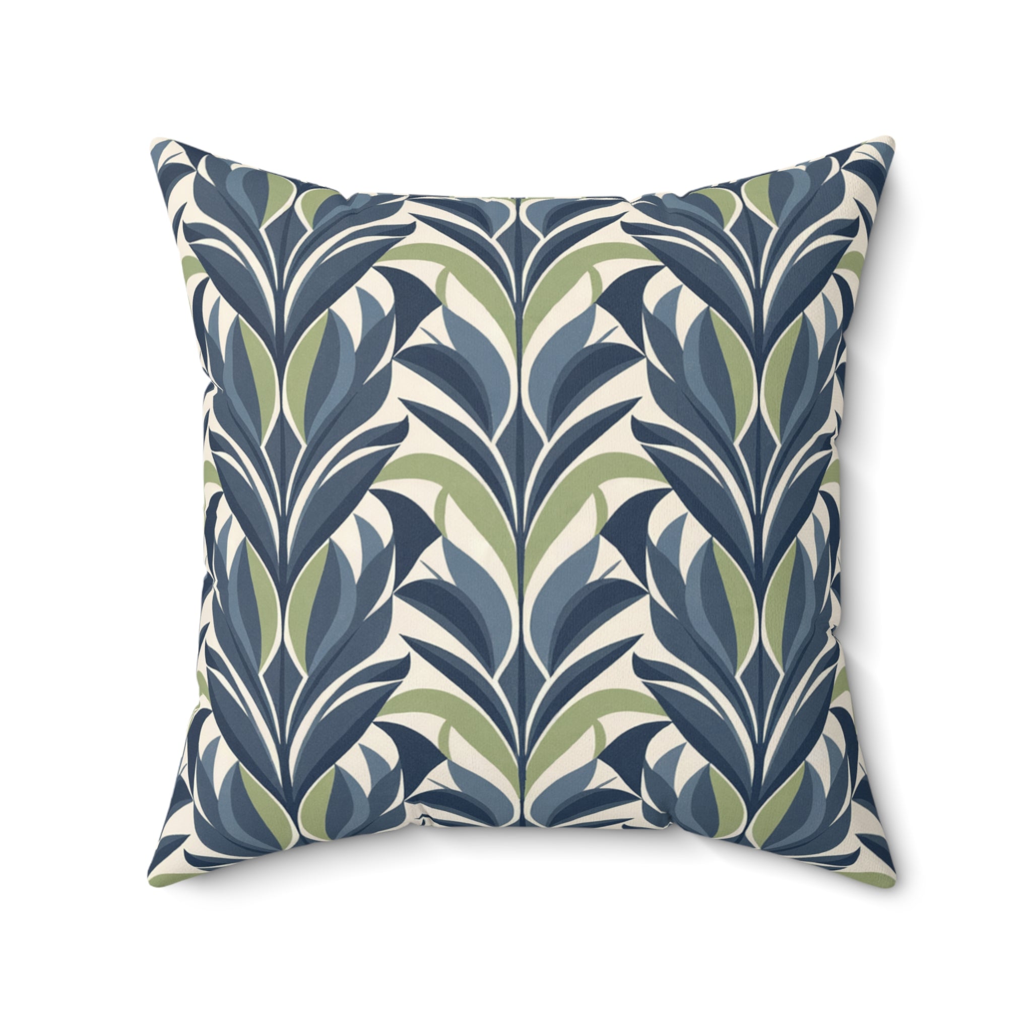 Botanical Plants Green Square Pillow, Decorative Throw Pillow - BAEI Design Atelier