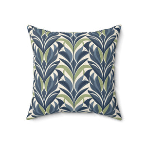 Botanical Plants Green Square Pillow, Decorative Throw Pillow - BAEI Design Atelier