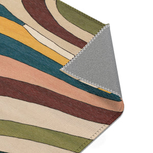 Colorful Retro Striped Wavy Lines Area Rugs, Modern Living Room Rugs - BAEI Design Atelier