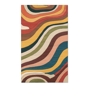 Colorful Retro Striped Wavy Lines Area Rugs, Modern Living Room Rugs - BAEI Design Atelier