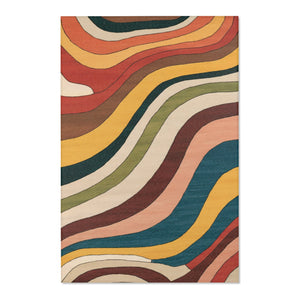 Colorful Retro Striped Wavy Lines Area Rugs, Modern Living Room Rugs - BAEI Design Atelier