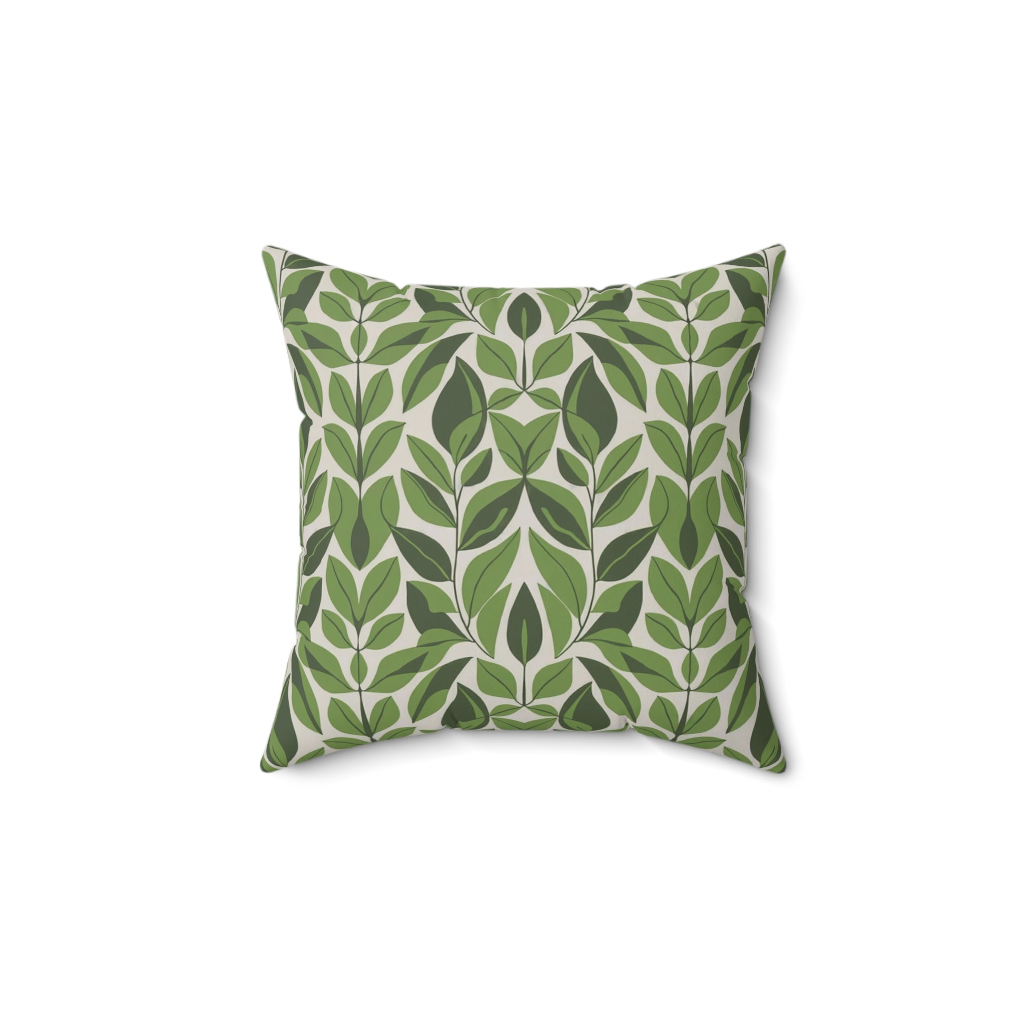 Green Botanical Plants Square Pillow, Living Room Decorative Throw Pillow - BAEI Design Atelier