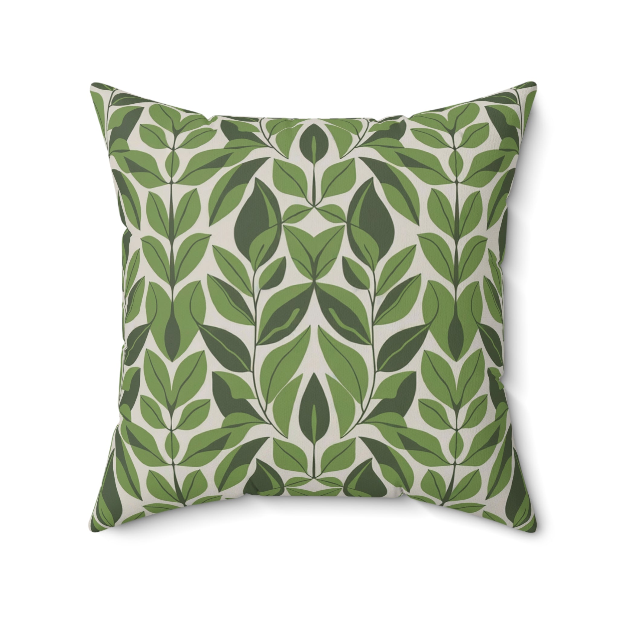 Green Botanical Plants Square Pillow, Living Room Decorative Throw Pillow - BAEI Design Atelier