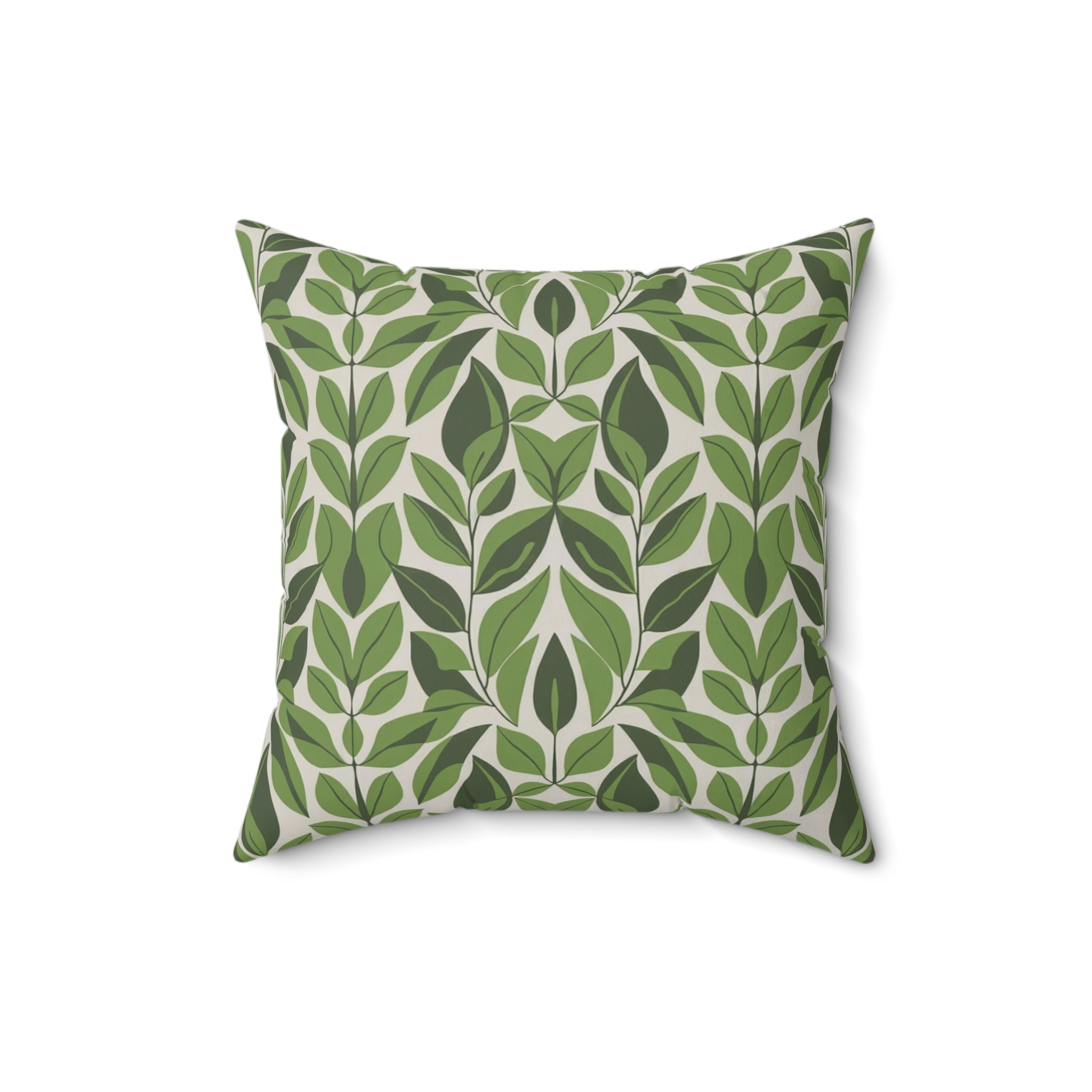 Green Botanical Plants Square Pillow, Living Room Decorative Throw Pillow - BAEI Design Atelier