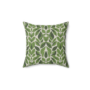 Green Botanical Plants Square Pillow, Living Room Decorative Throw Pillow - BAEI Design Atelier