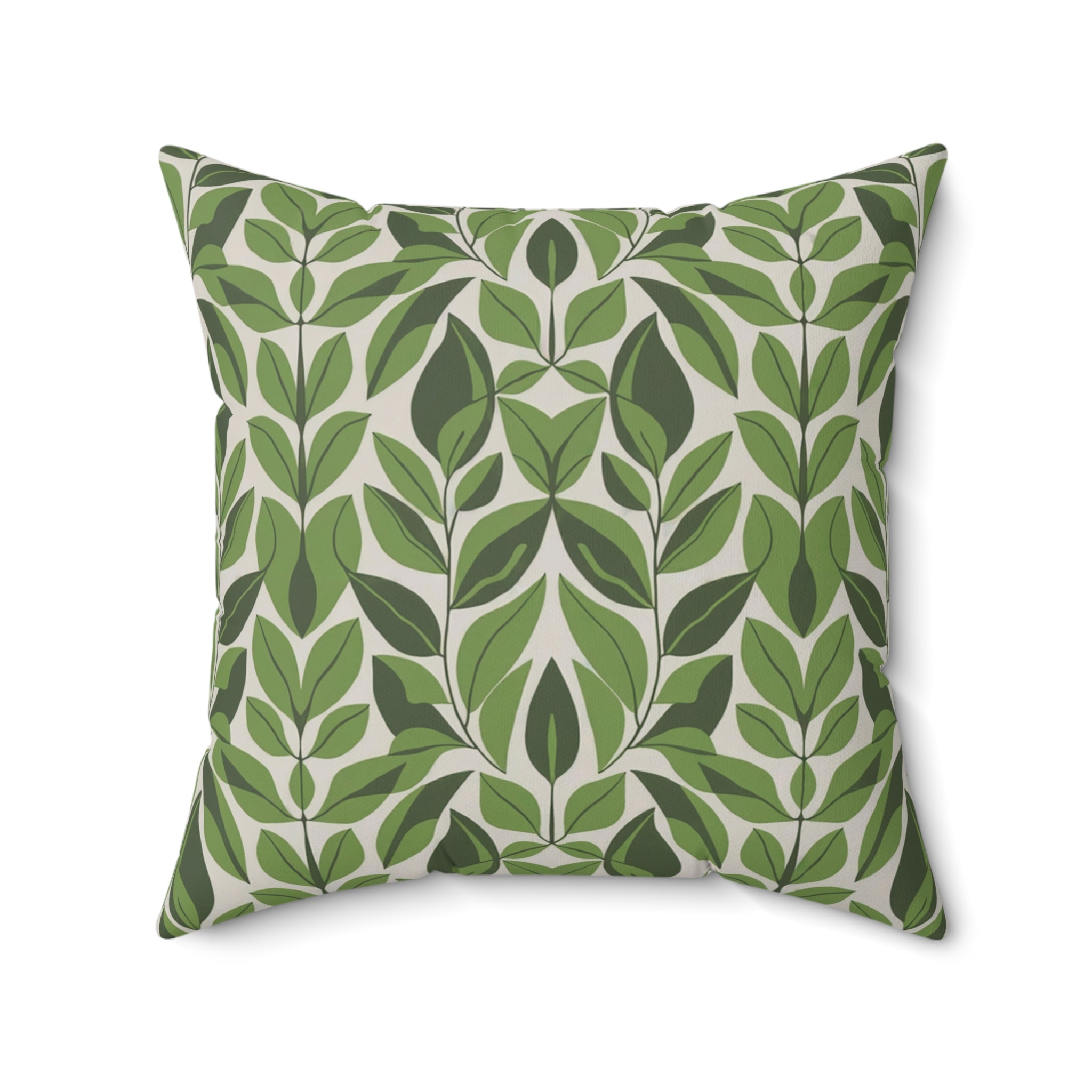 Green Botanical Plants Square Pillow, Living Room Decorative Throw Pillow - BAEI Design Atelier