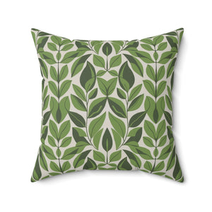 Green Botanical Plants Square Pillow, Living Room Decorative Throw Pillow - BAEI Design Atelier