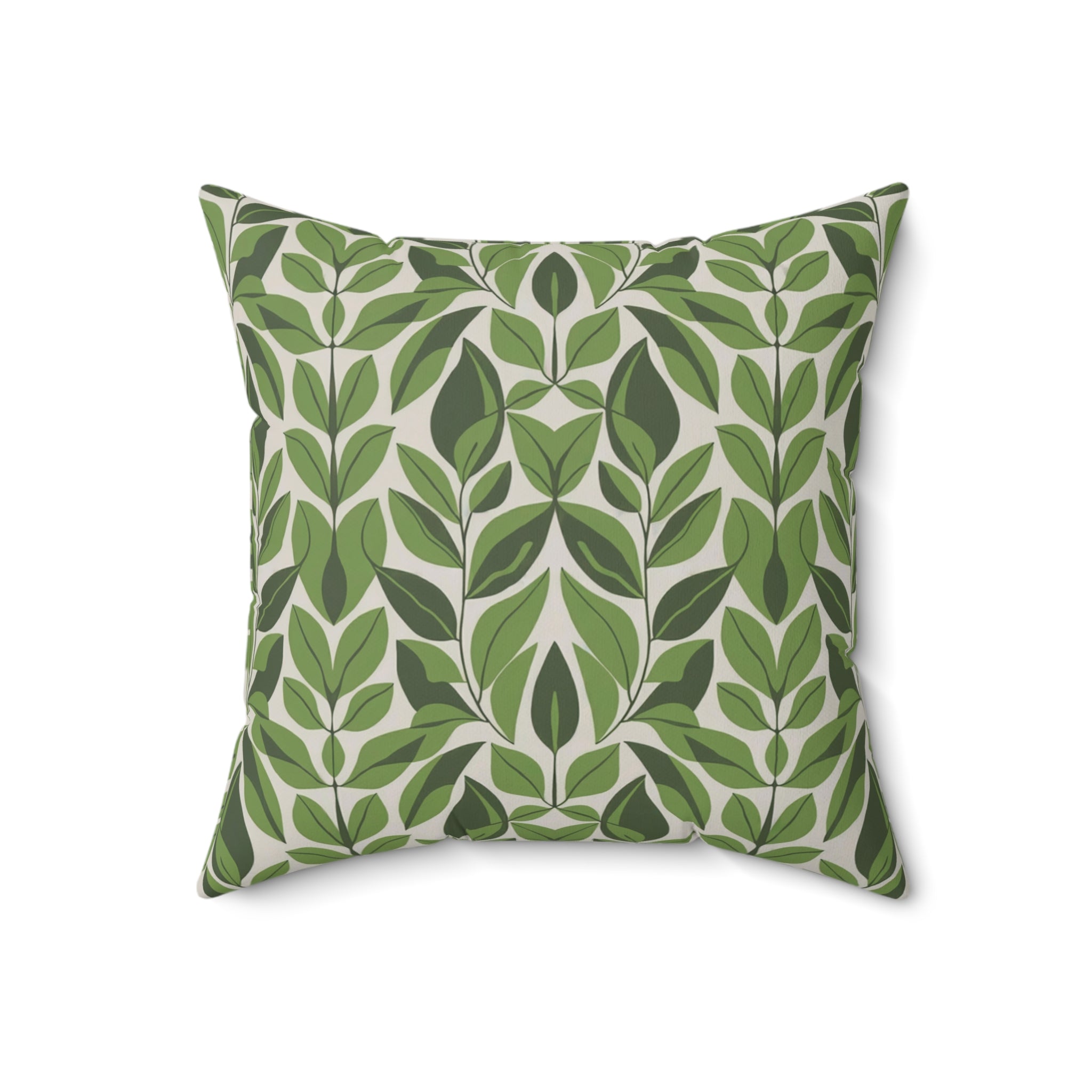 Green Botanical Plants Square Pillow, Living Room Decorative Throw Pillow - BAEI Design Atelier