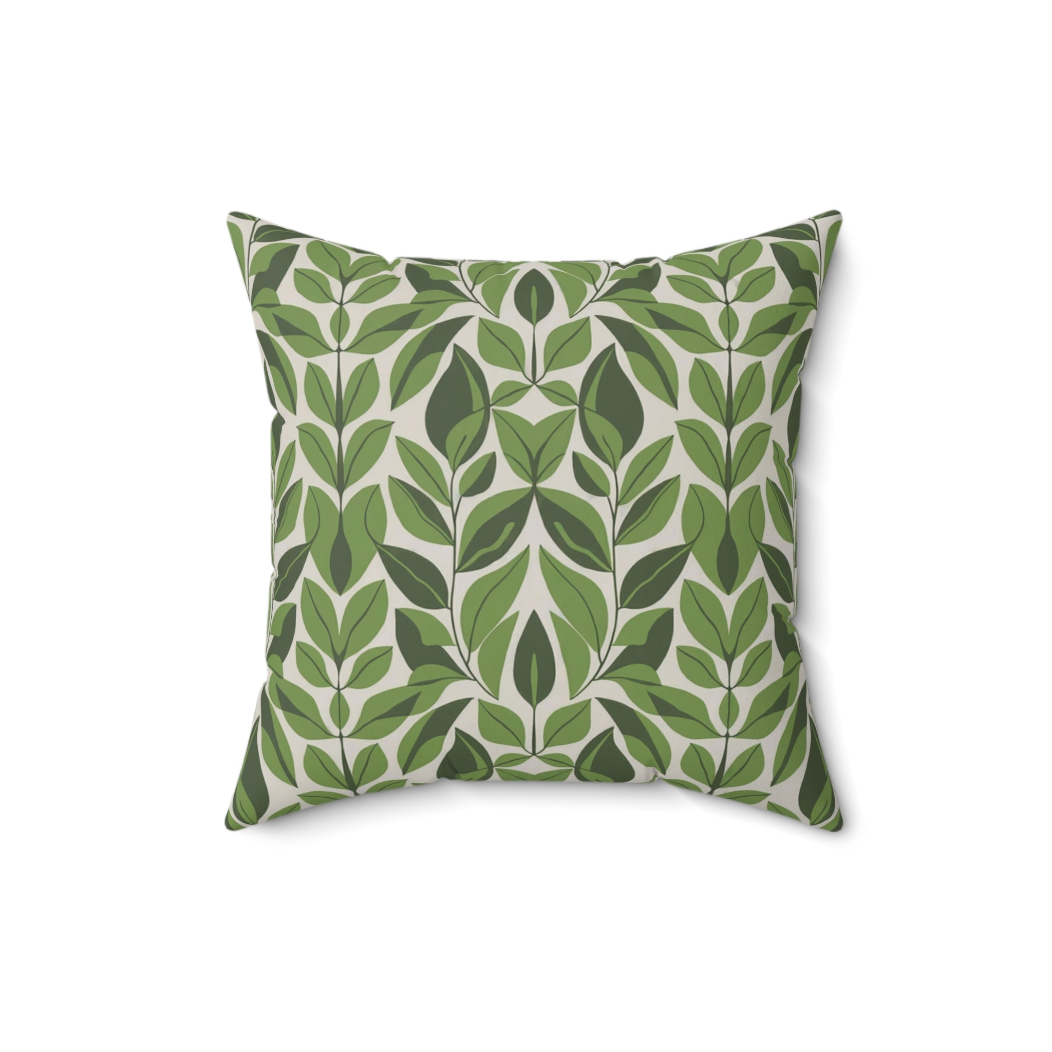 Green Botanical Plants Square Pillow, Living Room Decorative Throw Pillow - BAEI Design Atelier